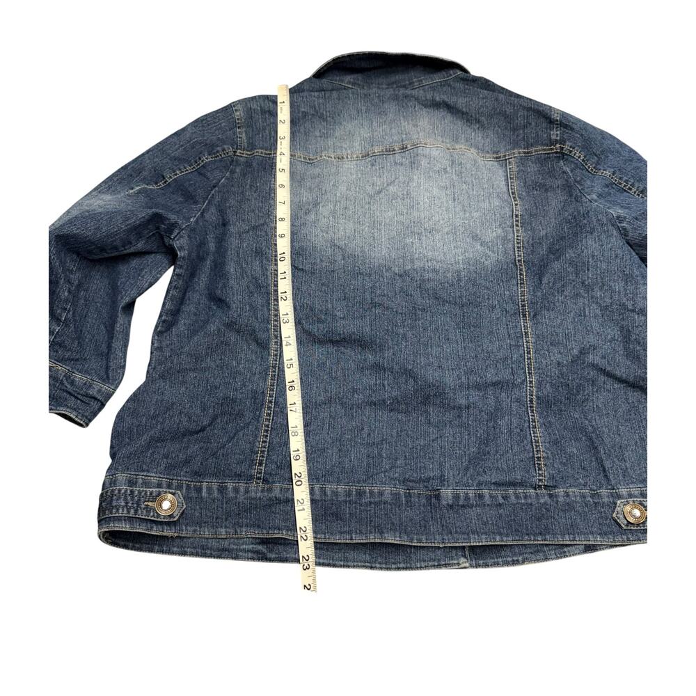 Dressbarn Plus 18W 20W Stretch Denim Jacket 3/4 Sleeve Blue - Picture 8 of 9